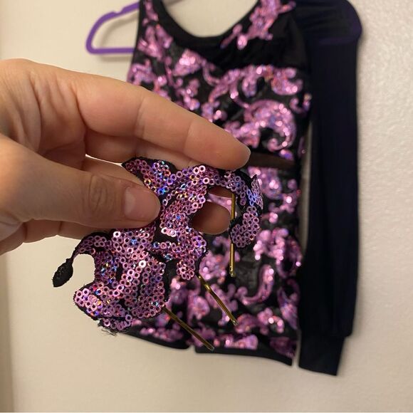 Revolution lavender sequin dance costume one sleeve LOVE ON RC25754 LC child - Picture 3 of 11